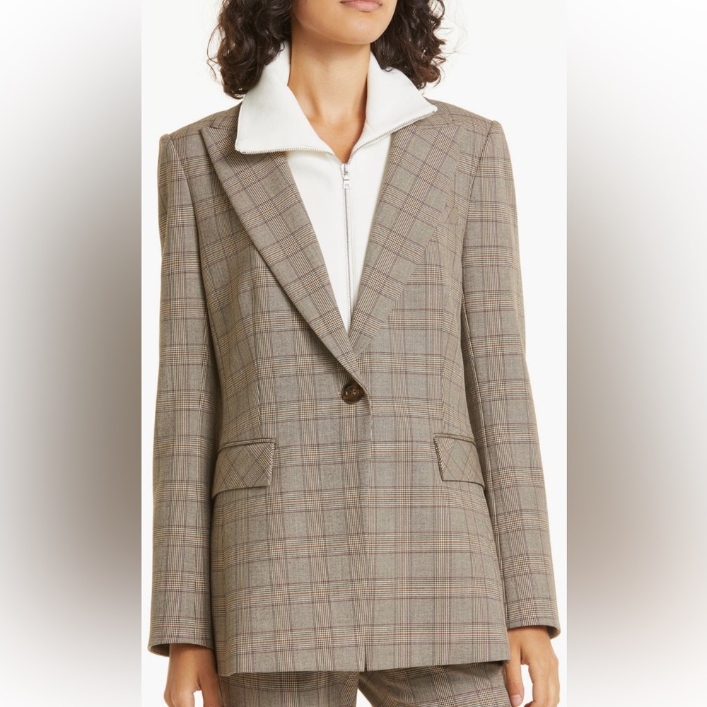 NWOT Veronica Beard Long & Lean Dickey Jacket in Brown Multi Plaid Size 6 - Picture 2 of 8